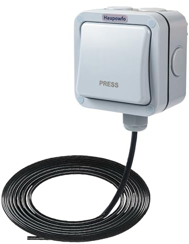 Haupowfo Universal Waterproof Hard Wired Exit Wall Push Button Momentary Switch with 16Ft Cable, Compatible with Mighty Mule Ghost Controls Liftmaster Topens CO-Z JUJIANG ZUMI and More Gate Opener