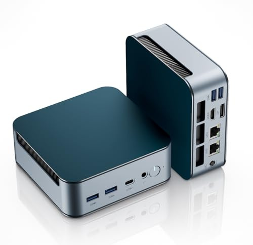 Xrenbuw Mini PC 32GB DDR4 1TB M.2 SSD, Mini Computer Ryzen 5 7430U Processor, Gigabit Ethernet, Dual 2.4+5GWi-Fi, BT 5.2, Type-C+Mini-HDMI+WiFi, 4K@60HZ UHD Dual Display, Office Desktop PC