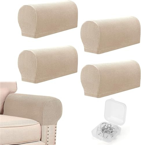 KQDRAVINE 4fundas para Protectores de reposabrazos de sofá y sillas, Fundas elásticas Antideslizantes