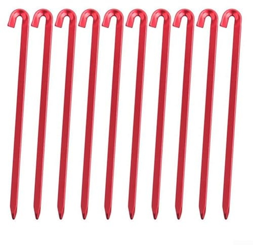 Estacas para tienda de campaña al aire libre, estacas de aleación de aluminio resistentes con diseño cuadrado para fijación de tienda de campaña, toldo y toldo (rojo)