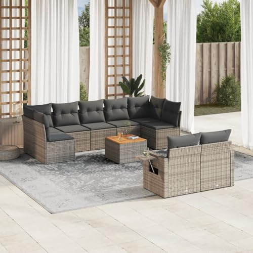 QZZCED Set di divani da giardino con tavolino pieghevole, rattan PE resistente e cuscini sfoderabili per terrazza o patio, mobili da esterno modulari e facile da pulire