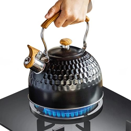 Riaisttd para el en fogones, hervidor de silbato vintage de 2,5 litros | con silbato para cocina | para cocina, picnic, jardín, al aire libre, apartamento camping