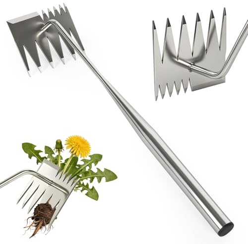 Ogräsborttagare, 2-i-1 ogräsborttagare med långt handtag, ogräsräka och trädgårdshacka, effektiv ogräsborttagning trädgårdsredskap (45 cm)