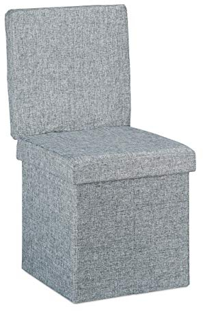 Relaxdays Faltbarer Sitzhocker mit Lehne HBT 73 x 38 x 38 cm stabiler Sitzcube mit praktischer Fußablage als Sitzwürfel und Sitzbank Leinen als Aufbewahrungsbox und Deckel zum Abnehmen, grau