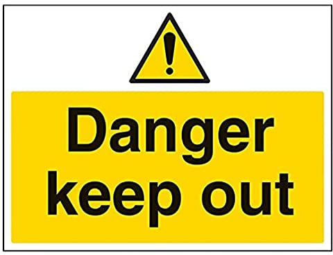 V Safety Danger Keep Out Warning Sign - 400mm x 300mm - 1mm Rigid Plastic