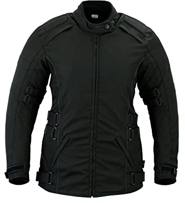 Texpeed Giacca moto da donna con protezioni - Cappotto invernale lungo da donna impermeabile in tessuto Cordura con armatura moto CE (EN 1621-1) 5XL