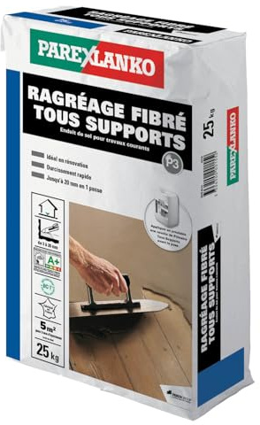 Parexlanko - Ragréage Fibré Tous Supports - Gris - Préparation des sols intérieurs avant la pose de revêtements - Durcissement rapide - 25kg