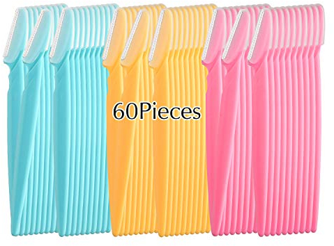 FEPITO 60 Stück Damen Gesicht Rasierer Augenbraue Rasierer Former Rasierapparat für Damen und Männer Mehrzweck Peeling Gesicht Rasiermesser