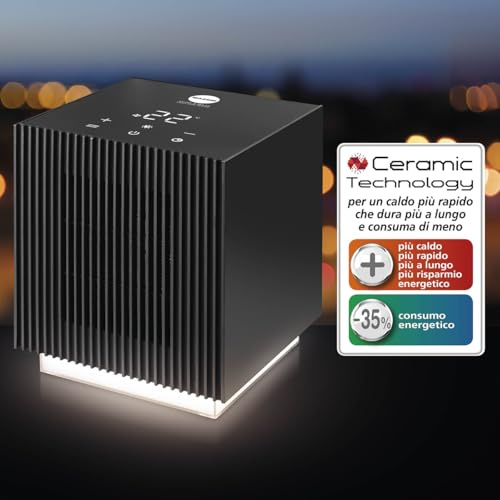 MACOM Termoventilatore Ceramico 2000W con Display LED e Luce Soffusa Atmosfera – Riscaldamento Rapido ed Elegante – Enjoy & Relax 931 Light Cube Heater