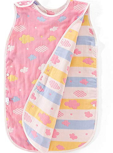 Sac De Couchage Pour Bébé Le Climatiseur En Coton Pour Bébé Est Un Pyjama En Coton Pour Le Printemps Et L'été En Coton Pour Nouveau-né. Code Pink M (adapté Aux 6-12 Mois), Six Couches De Gaze