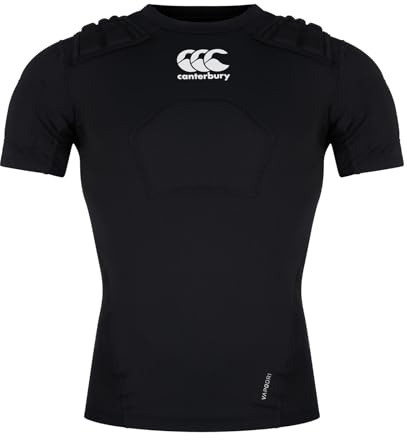 Canterbury Adult Unisex Pro Protection Rugby Vest | Protect Chest & Shoulders | Breathable | Lightweight and Flexible Protective Vest, Black/Whte/Silver, S
