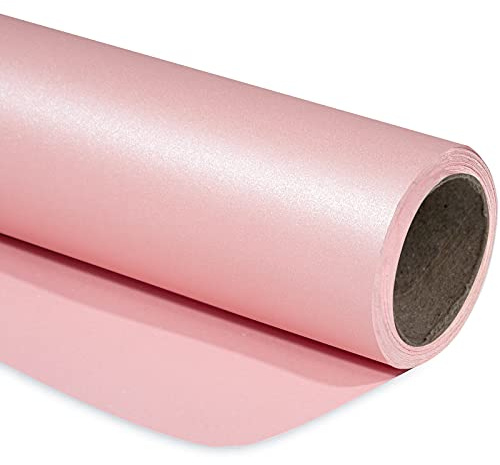 RUSPEPA Pink Matte Wrapping Paper - 43.2 cm X 10 m - Solid Color Pearly - lustre Paper Perfect for Wedding, Birthday, Christmas, Baby Shower