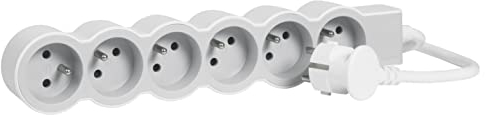 LEGRAND | Rallonge Multiprise Extra-Plate, 6 Prises 2P+T Dont 1 À 90°, Cordon 1,5m Blanc Et Gris Clair, Usage Intérieur Avec Design Minimaliste