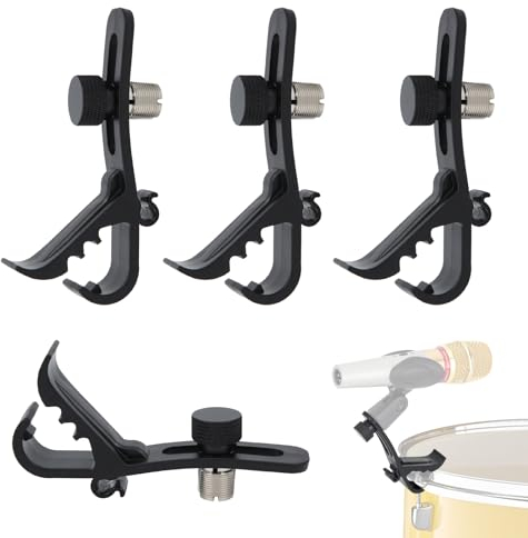 Trommel Mikrofon Klemme, 4,6x0,9x1,8 Zoll Universal Verstellbare Mikrofon Stoßfester Halterung für Schlagzeug, Drum Mikrofon Clip Trommelkranz Mikrofon Sicherungsklammer Musikinstrumenten Zubehör