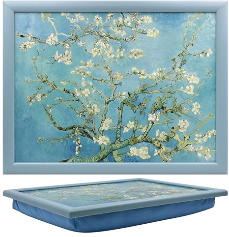 The Leonardo Collection Vincent Van Gogh Almond Blossom Laptray For Food Serving & Breakfast | Comfortable Lap Trays With Bean Bag Cushion | Durable Laptrays For Eating On Lap For Adults