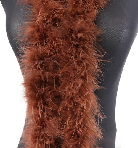 2m 8cm Federboa Truthahnfedern Boa,Flauschige Plüsch-Feder Boa Federstola Federschal Federgirlande für Weihnachtsbaum Hochzeit Basteln Burlesque Karneval Party 20er Jahre Kostüm Deko,ca. 15g Braun