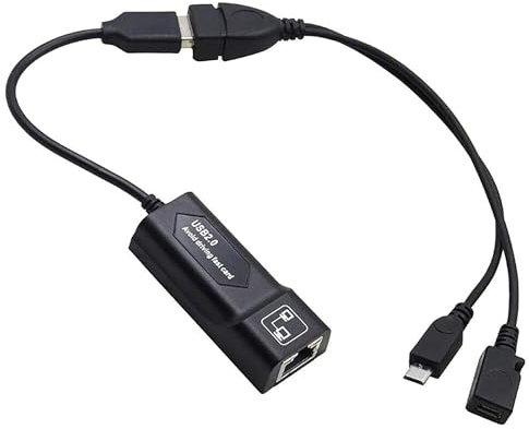 Adattatore Ethernet LAN ad alta velocità per Fire TV Stick Lite/4K/4K Max con adattatore USB OTG per una connessione Internet cablata stabile, adattatore di rete Ethernet USB fino a 100 Mbps (nero)