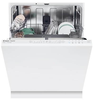 Candy CI 4C7L0W-80 Integrated Dishwasher, 14 Place Setting, Black Bezel, C Rated