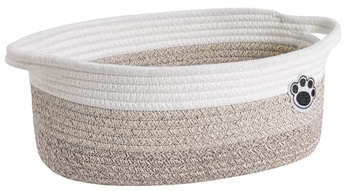 Dog Toy Basket, Small Gift Basket for Baby, Woven Storage Baskets, Nursery Baskets for Diapers, Towels, 30 x 20 x 13 cm, Mixed-Brown