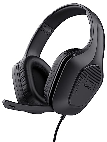 Trust Gaming GXT 418 Rayne Leichtes Gaming Headset für PC Xbox PS4 PS5 Switch Mobile, 50-mm-Treiber, 2-m-Kabel, 3,5-mm-Audioanschluss, Over-Ear Kopfhörer mit Kabel, Schwarz
