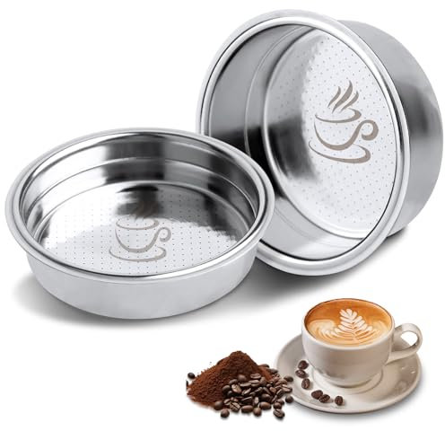 Momowin 2 Pezzi Filtro da Caffè in Acciaio Inossidabile, Filtri per Caffè Pressurizzati, Filtro Caffè a Doppio Strato 51mm (Quantità Singola Tazza + Quantità Doppia Tazza)