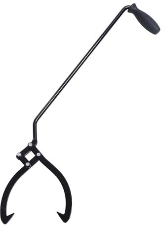 Kuuleyn Log Tongs,Firewood Grab Hook,10in Wood Grabber Opening Long Handle Steel Log Hook Log Lifting Hook Firewood Lifting Hook