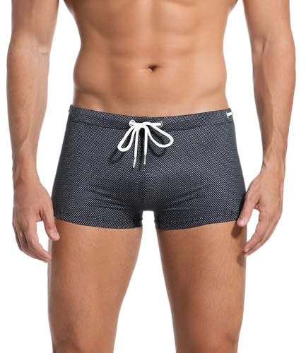 Donason Men's Swimming Trunks Quick Dry Slim Fit Swim Boxer Trunks Beach Board Shorts Summer Swimwear Mens Elastic Surfing Boxers Breathable Drawstring Sport Underwear Swimsuit Bottom (XL, Black)
