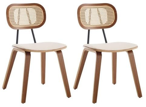 Ya-Home Sillas Comedor Maderas Juego de 2 Sillas Cocina con Respaldo,Sillas de Rattán Rústicas Sillas de Salón Asiento Cuero para Hogar/Restaurante