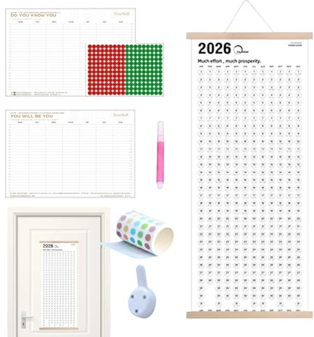 2026 Väggkalender, dubbelsidig månadsvis med klistermärken | Stor väggkalender för 2026, för schemaläggning, hem, kontor, skolklassrum, sovsal lägenhet jul
