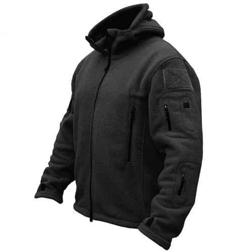 UBOHUZ Fleecejackor för män arbetsrockar med huva safari utomhus varm camping fiske vandring vindjacka för utomhus, Färg 1, 3XL