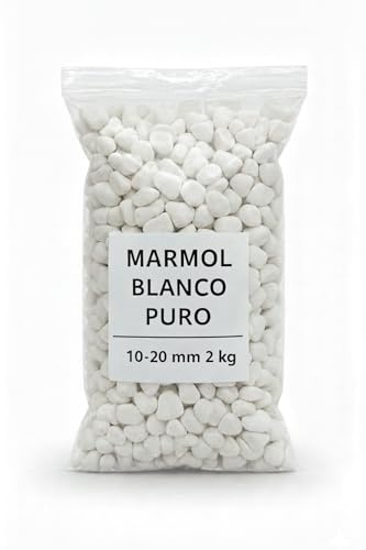 Marmol Blanco Puro, Piedras Decorativas, 10-20 mm, 2 kg, Para Jardines y Decoración