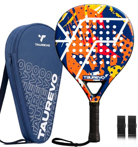 Taurevo Padel Racket Carbon Fiber Face with EVA Core – Intermediate Padel Racket, Lightweight 360g Paddle Rackets for Adults, Fiberglass Frame for Control & Power for Beginner & Advanced Players