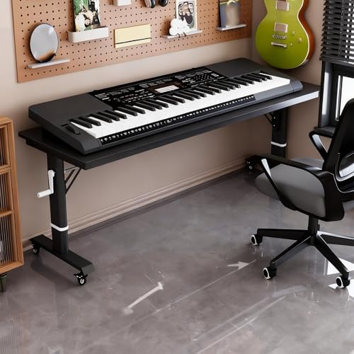 Soporte ajustable para teclado con ruedas, soporte elevador resistente para múltiples teclados, tablero de partículas y mesa de soporte de metal
