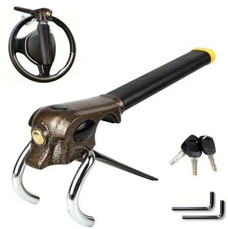 OPP ULITE Steering Wheel Lock Universal Anti-Theft Locking Devices,Heavy Duty Great Deterrent Adjustable Security Car Lock for Auto Truck SUV Van Wheel Lock with 3 Keys