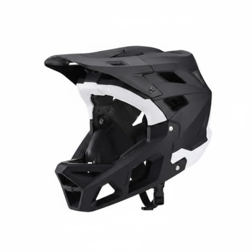 Fzaqwen Adult Bike Headgear Mountain Bike Helmet Full Face Downhill Helmet Men Women PC Impact orbing Foam Guard Comfort Padding suitable for downhill riding, Black White, L 59-61CM