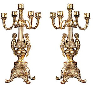 Design Toscano Grande Chateau Beaumont Candelaber ljushållare, 51 cm, set om två, polyresin, guld