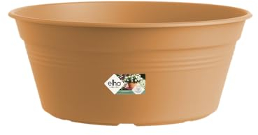 Elho Green Basics Coupe 38 - Pot De Fleurs pour Extérieur - Ø 38.0 x H 15.9 cm - Marron/Terre Cuite Doux