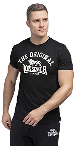 Lonsdale Unisex T-shirt slim fit origineel Langarmshirt, Schwarz, L EU