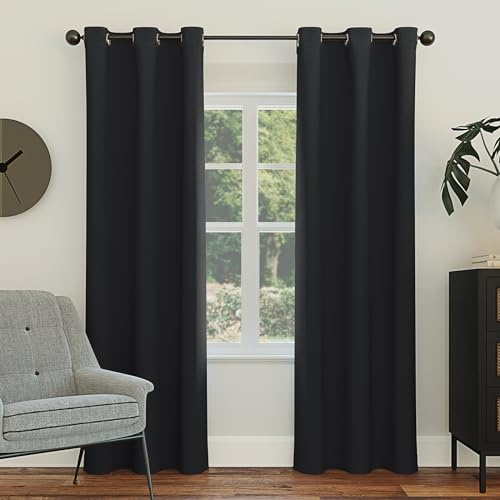 Sun Zero Easton Energy Saving Blackout Grommet Curtain Panel, 40 x 108, Black