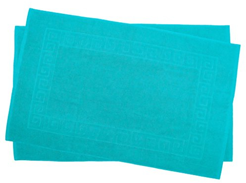 Julie Julsen 2er Pack 70 x 120 cm Badvorleger in Premium Qualität 900 gm2 in aktuellen Farben und 4 Größen aus Baumwolle Badematte Badteppich Duschvorleger Design Spirale Türkis