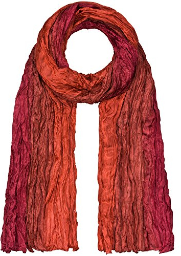 Japanwelt Seidentuch elegantes Damen Halstuch Crash-Schal 100% Seide silkroad 90 x 180 cm Farbverlauf Terrakotta Braun Brombeer