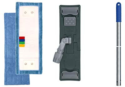 le plus de l'entretien balai à plat : monture lavage + 2 franges microfibres + manche