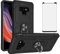 Phone Case for Samsung Galaxy Note 9 with Tempered Glass Screen Protector Cover Stand Ring Rugged Silicone Holder Hard Shockproof Heavy Duty Accessories Magnetic Cute Glaxay Note9 9case Girls Black