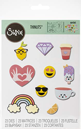 Sizzix 613268, flerfärgad, en storlek Thinlits stansmallar 23 st 664365 vårsemojis