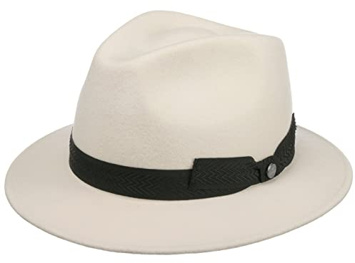 LIERYS Patterson Traveller Wollhut Eleganter Filzhut Ripsband Unisex Herbst Winter Made in Italy weiß 56 cm