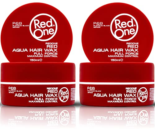 RedOne Hair Styling Wax Red 2x150 ml | Ultra Hold Gel Wax | Edge Control | Maximum Control | Strawberry Scent | Professional Barber Hair Wax for Men & Women | Long Lasting Shine