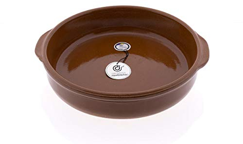 CERÁMICA RAMBLEÑA | Casseruola Ceramica | Casseruola di Argilla Refrattaria Terracotta | Casseruola a Fuoco Diretto e per Forno | Fatto in Spagna | 36.5x34.5x6.5 cm
