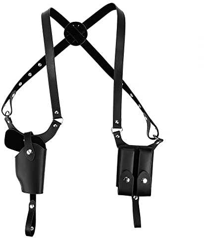 Schulterholster, PU Leder Pistolenholster, Vertikal Horizontal Schoulder Holster mit Doppel Magazintasche fur 1911, 92, 96, G45, G43