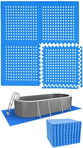 EYEPOWER Poolunterlage Eva 44er Set 62x62 cm - 16 m2 rutschfeste Outdoor Bodenmatten - 1 cm dick isolierend als Schutz für Pool Planschbecken oder Whirlpool auf Rasen Terrasse und Fliesen