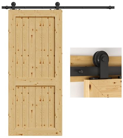 TSMST 5FT/152CM Binario per Porta Scorrevole, Nero e Rustico Kit Accessori